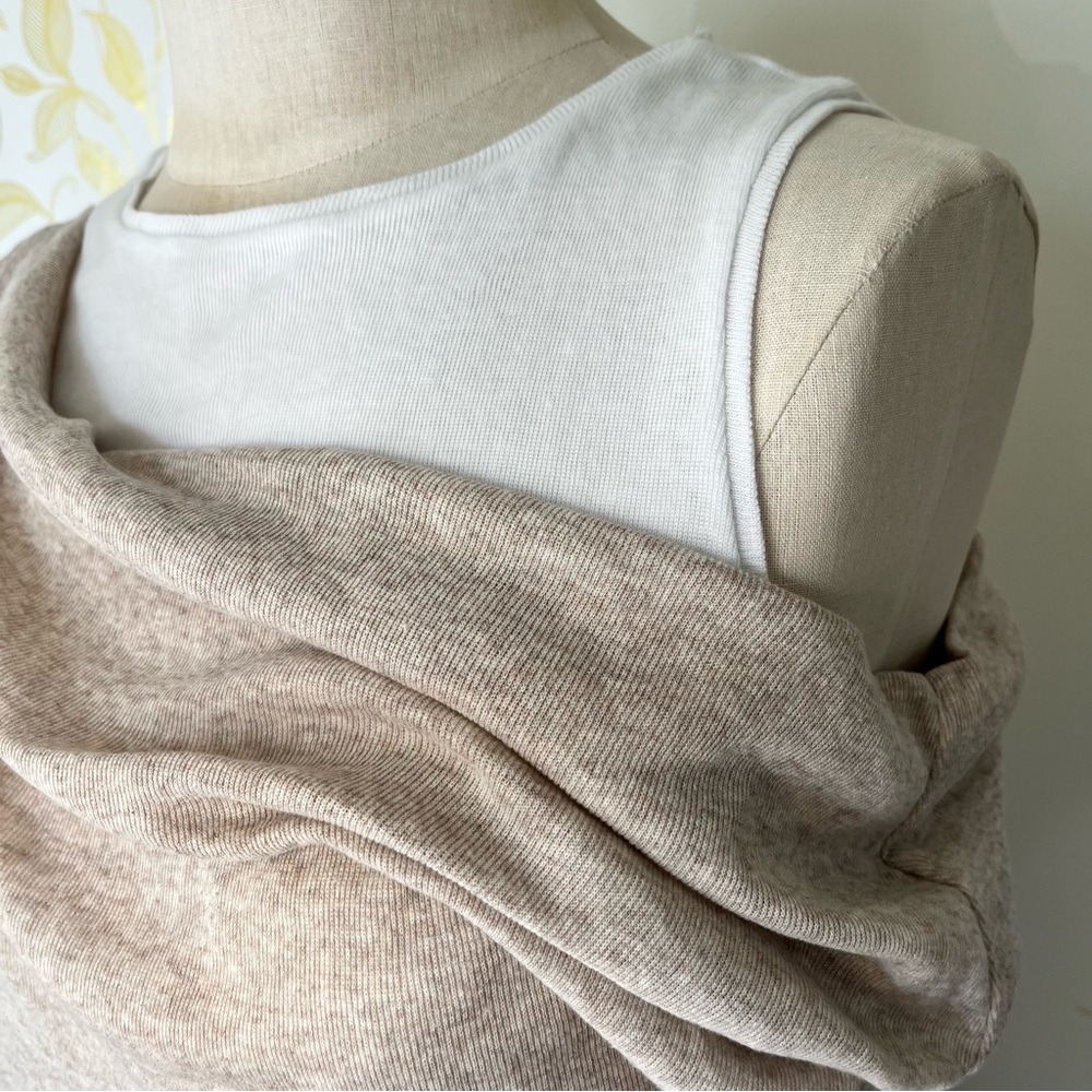 Zara Asymmetrical Double Layer TShirt Beige Sz.L - Picture 5 of 9
